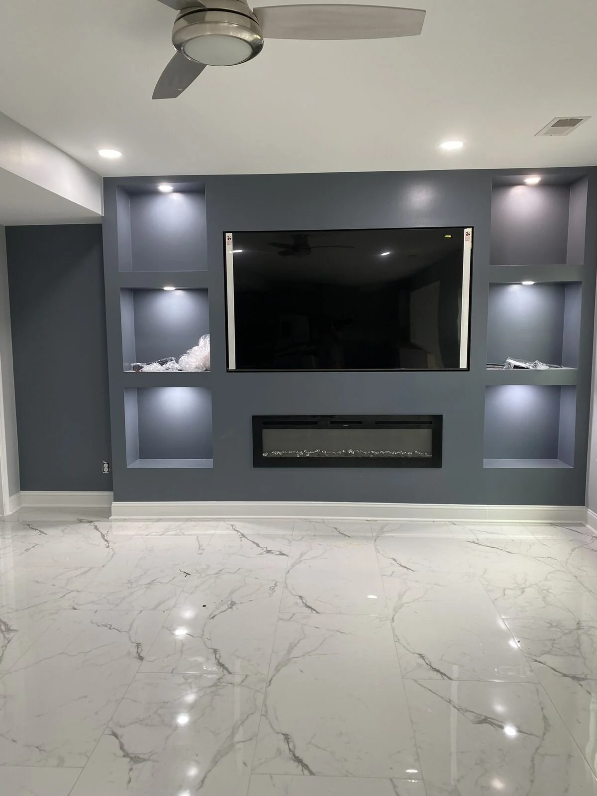Custom Entertainment Wall and Fireplace