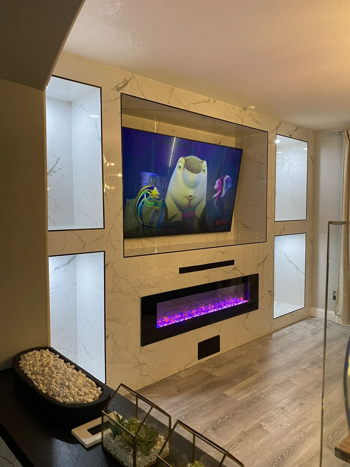 Custom TV Wall and Fireplace