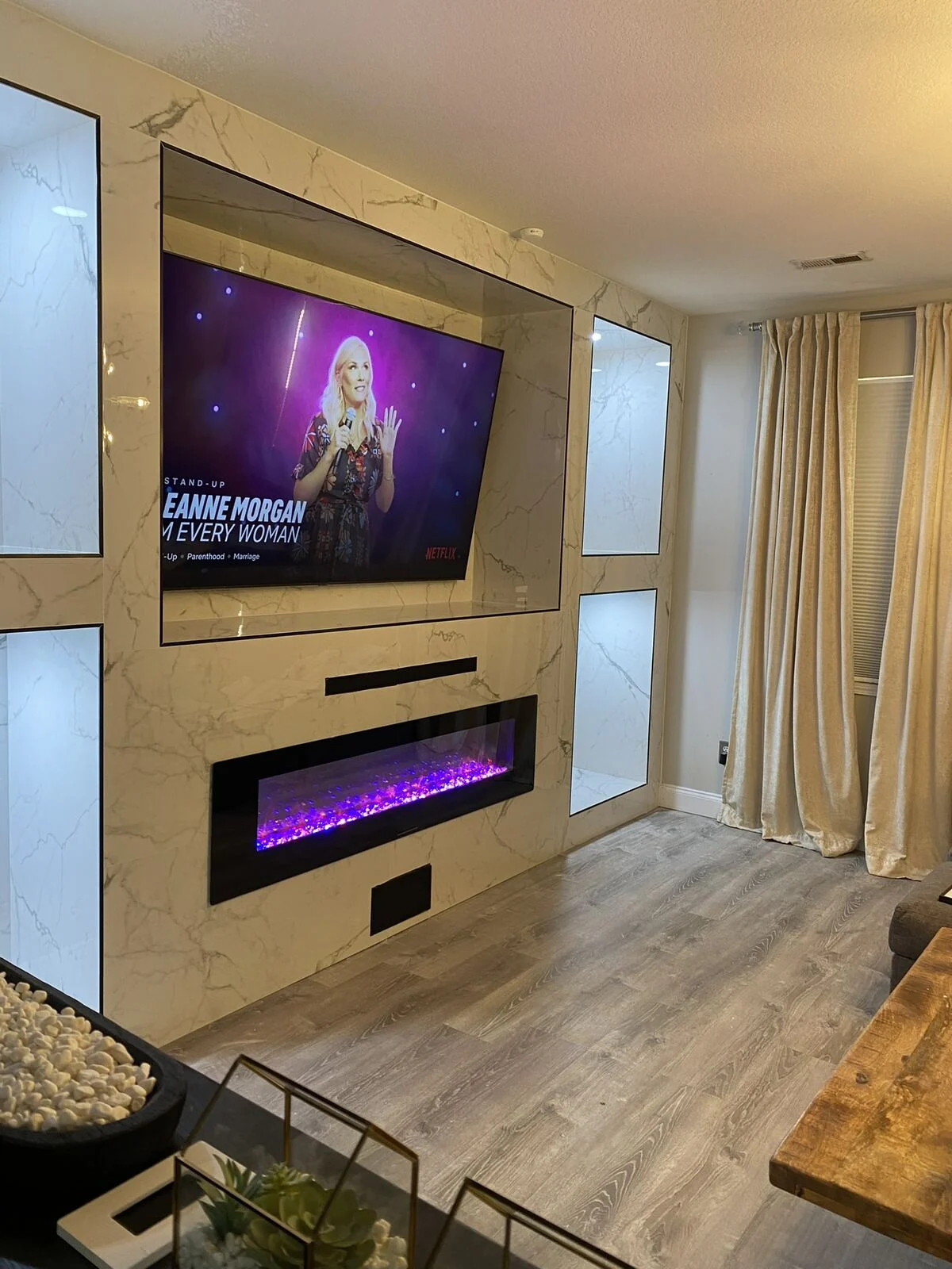 Custom TV Wall and Fireplace