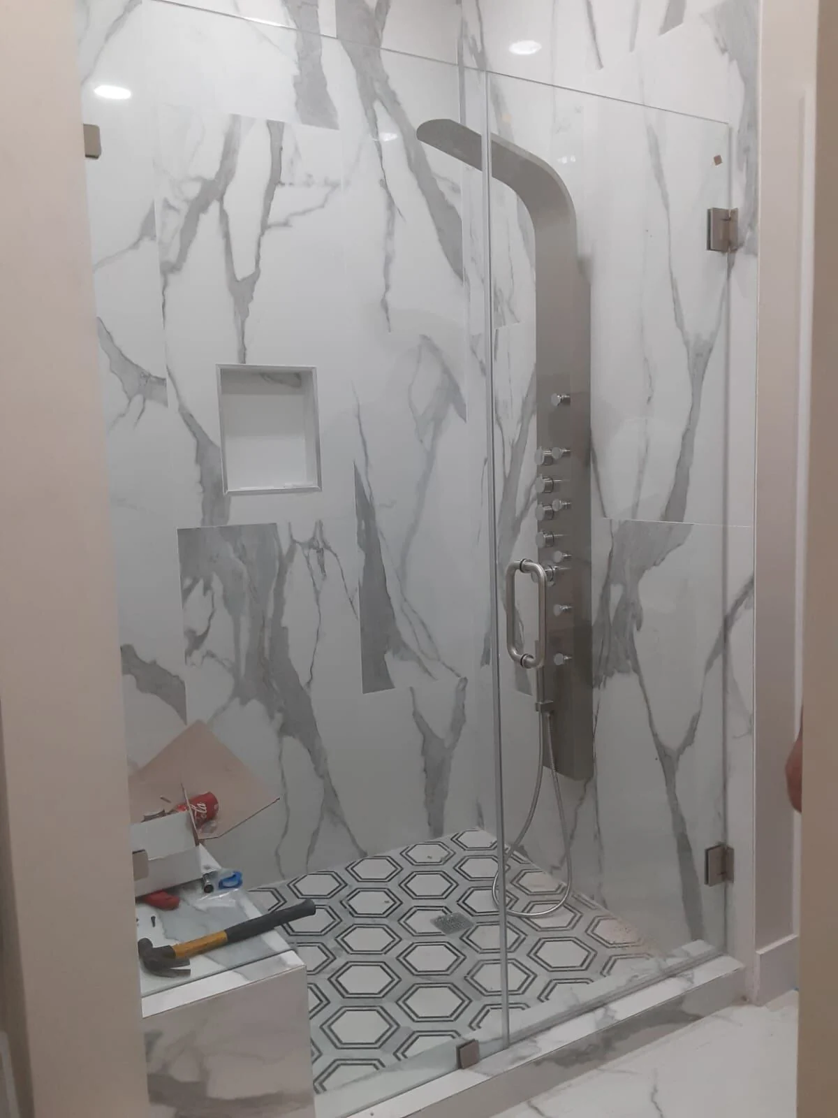 Glass-enclosed shower
