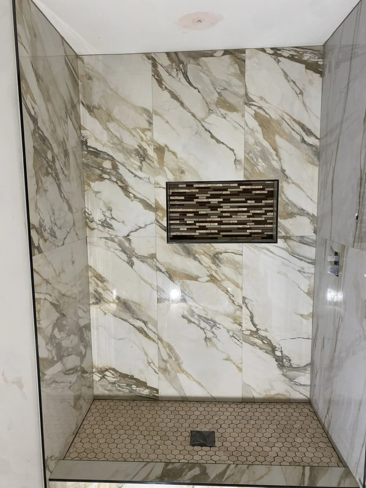 Marble-Look Tile Shower