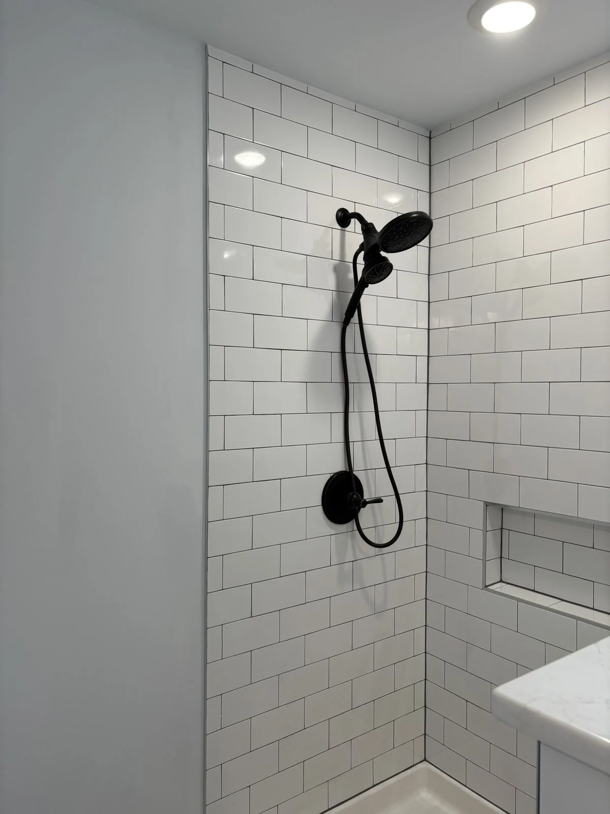 White Subway-Tile Shower