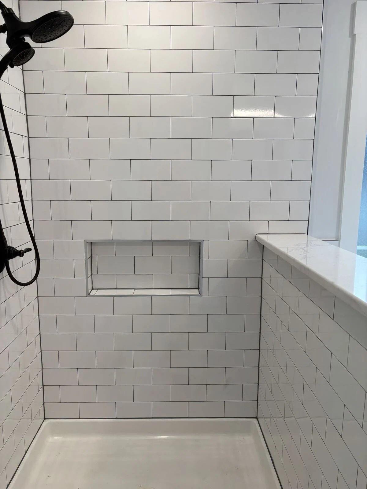 White Subway-Tile Shower